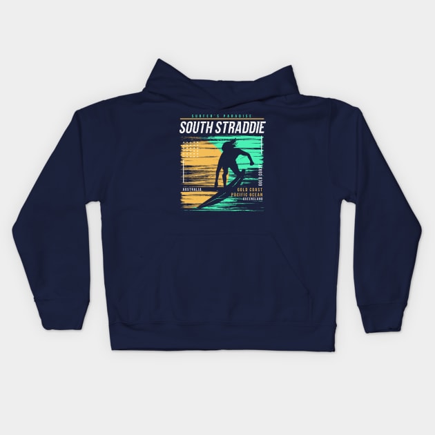 Retro Surfing South Straddie Gold Coast Australia // Vintage Surfer Beach // Surfer's Paradise Kids Hoodie by Now Boarding